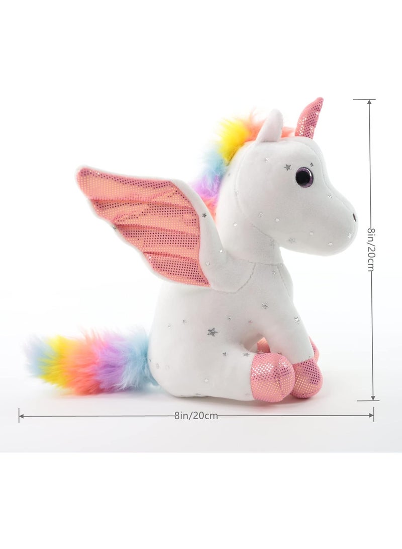 8" Unicorn Stuffed Animal - Cute Plush Toy Gift for 3-8 Years Old Girls, Soft Birthday Present for Baby, Toddler, Kids, Decor (White) - Image 2